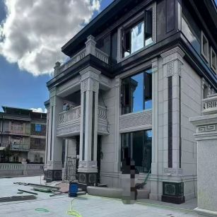 荆门 别墅干挂，芝麻白与芝麻黑完美配合