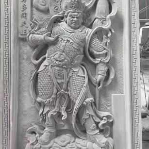 荆门 芝麻灰花岗岩人物雕刻——多闻天王