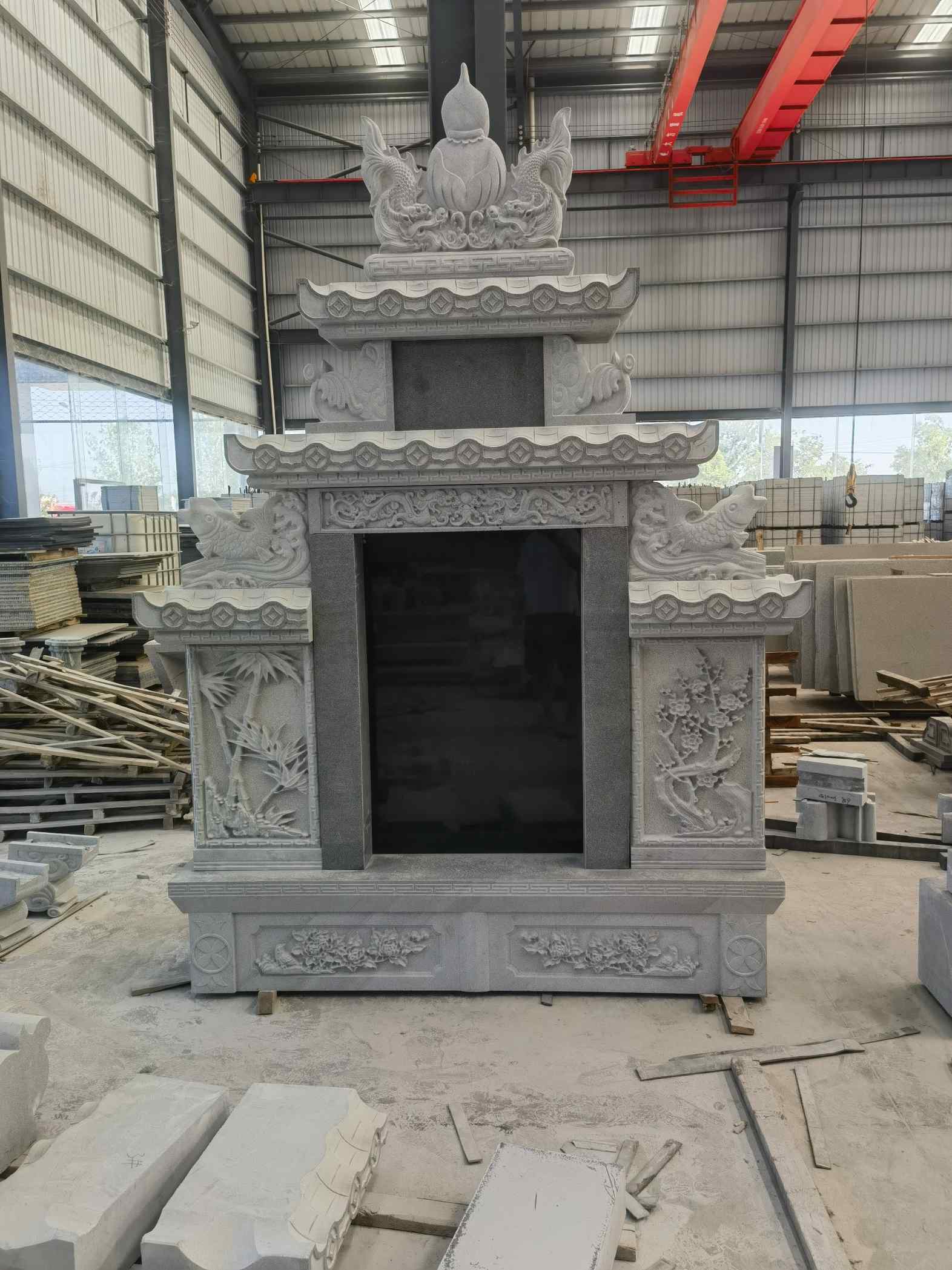 荆门 芝麻灰高档墓碑、土墓，一套也支持定做