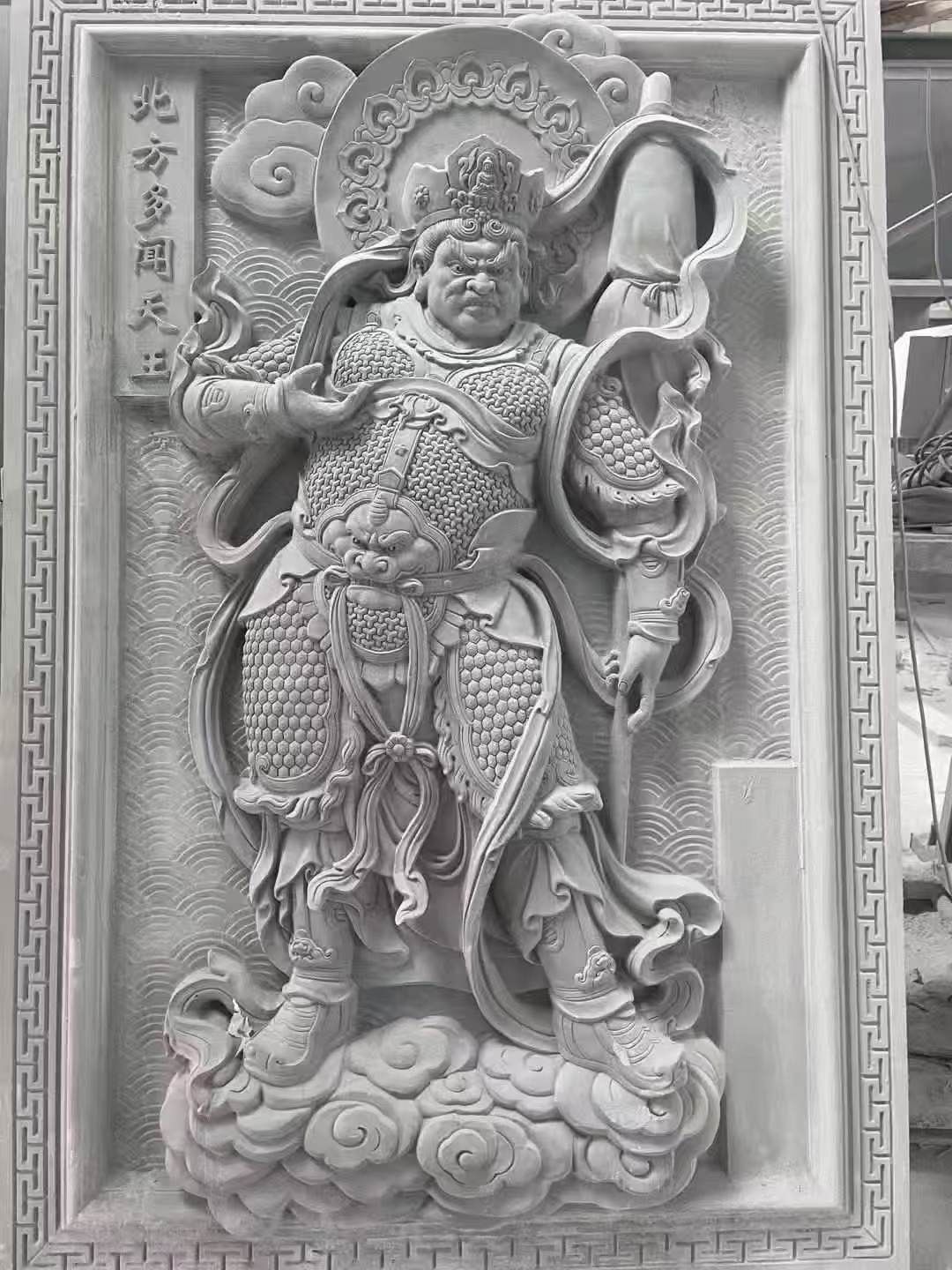 荆门 芝麻灰花岗岩人物雕刻——多闻天王